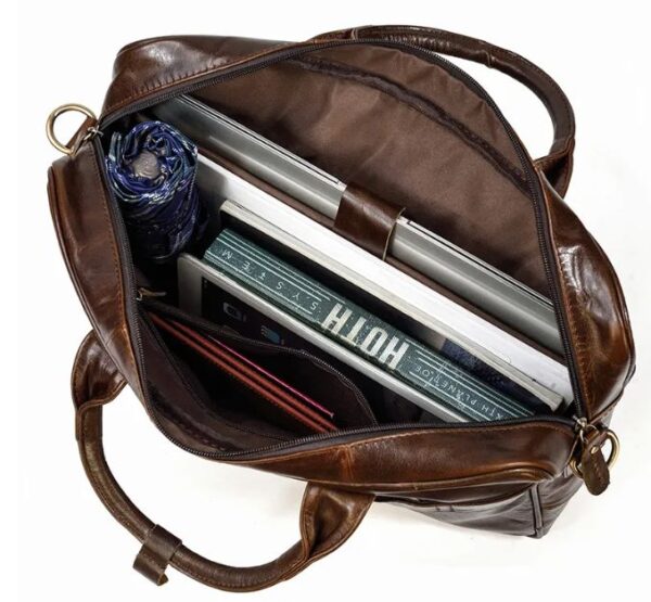 18-1 Cowhide Shoulder Messenger Bag Computer Bag Commuter Bag